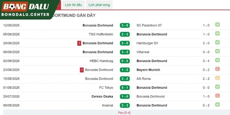 Nhận xét tổng quan phong độ Borussia 